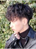 波巻きスパイラルパーマ前下がりマッシュツイストスパイラル