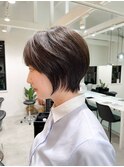 lond惇平　大人ガーリーショートグレージュカラープリカール