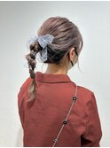三軒茶屋_レディース_ヘアアレンジ_ヘアセット_リボン_編み込み