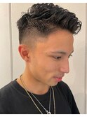 フェードカット 七三 ツーブロック アップバング パーマ