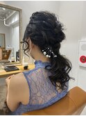 結婚式ヘアセットデートヘアアレンジライブヘア編み込みポニー