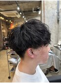 ツイストスパイラルパーマ縦落ちパーマメンズ波巻きパーマ