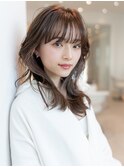 顔周りレイヤー/インナーベージュカラー/前髪あり