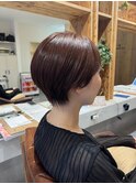 大人美人イメチェン大人丸みボブこなれヘアチェリーブラウン