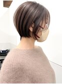 ハイライト白髪ぼかしダブルカラーインナーカラーショートボブ