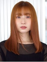 ガーデンヨコハマエスト(GARDEN YOKOHAMA est)&nbsp;ミディアムレイヤー アプリコットオレンジ ワイドバング 顔周り