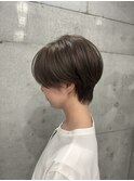 ショートレイヤー、レイヤーカット、オリーブベージュ、顔まわり