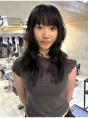 レイヤーカット海外風レイヤーミディアムレイヤー透明感ブラック