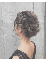 ヘアセット 結婚式ヘア☆ギブソンタック編み込みルーズアレンジ