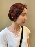 【大前晴奈】ブリーチなしWカラーでオレンジブラウン×ミニボブ