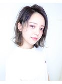 ハイライト/ボブ/ミディアム/前髪なし