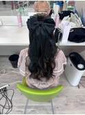 編込みハーフアップ