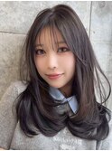 ブリーチなし/髪質改善/スモーキーカラー/グレーブラウン/前髪