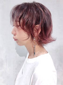 アイティー バイ アルバム 中野店(IT by ALBUM) チェリーハイライトミニウルフ_耳かけウェーブパーマ_ba290991