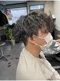 ツイストスパイラルパーマ ツーブロック マッシュ メンズカット