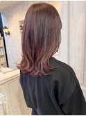 福山市美容室Caary ナチュラル縮毛×矯正ピンク艶カラー★