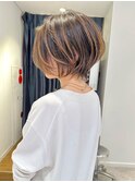 30代、40代/丸みくびれショートボブ×白髪染めハイライト/大宮