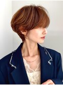 切りっぱなしショート・ボブ/絶壁解消/前髪なし/40代/30代/丸顔