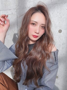 ジーナ 渋谷駅前(Zina) 【Zina　渋谷】かきあげ前髪フリンジウェーブ×ココアブラウン