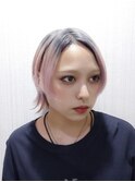 ウルフ ハイトーン シルバーグレー ペールピンク グラデーション