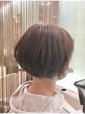 20代30代40代大人可愛い艶感×透明感アッシュブラウンミニボブ