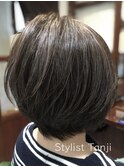 白髪は染め切らずにぼかして馴染ませる! #ショートボブ#グレー
