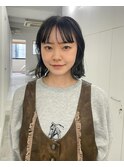 ヘアカラーグレージュミディアムボブ30代