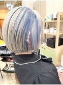 ホワイトベージュ×ブルーシルバーデザインカラー