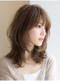 アプリコットオレンジハイライトカラーサーフカール夏くびれヘア