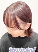 【松戸　松田】インナーカラー　ボブ　ピンクベース