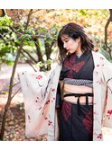アンティーク着物にゆるふわダウンスタイル
