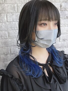 リアイス(Re:ICE) ブルーインナーカラーセミロングウルフ