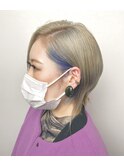 ホワイトベージュ×クリアブルーインナーカラー【林京平】