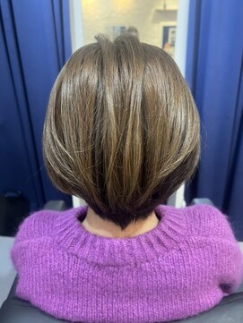 ミクスチャー(mixture) 大人丸みショート/髪質改善キャメルカラー