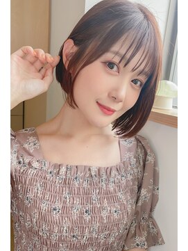 ランド ヘアー(Land Hair) 大人可愛い透け感バング耳掛けボブスタイル×透明感艶カラー
