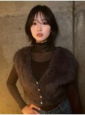 小顔外ハネミディアムアッシュ20代30代40代くびれミディ韓国ヘア
