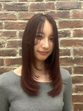 山野愛子美容室 銀座店 【つや髪】ピンクブラウンカラー×韓国風レイヤーカット