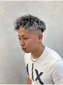 MEN’S HAIR/ツイストスパイラル/ホワイトハイライト/西院/眉毛