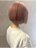 福井　大和田　ハイトーンボブ　ピンクカラー　ミニボブ　20代