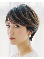 アボヘアー(Abo hair)&nbsp;小顔カット暖色系カラー抜け感ナチュラルボブ切りっぱなし