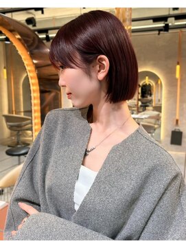 レーヴバイロンド 仙台(Reve by Lond) 仙台艶カラーボブ艶髪ワインレッド顔周りタッセルボブ髪質改善