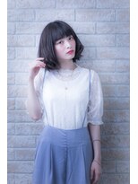 ヘアーアートシフォン 池袋西口店(Hair art chiffon)&nbsp;グレージュひし形シルエットの大人かわいい切りっぱなしボブ