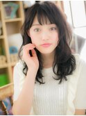 黒髪くすみカラー大人ガーリーくせ毛風ロブc4大宮20代30代40代