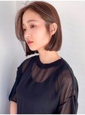 ボブ/レイヤーカット/暗めカラー/縮毛矯正/韓国風