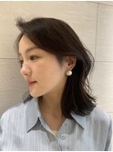 韓国風ミディアムボブレイヤー顔周りレイヤー