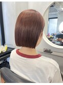 ブリーチ無しでできるオレンジブラウン×ミニボブ【渡辺】梅田