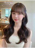 ★くびれミディアムで小顔顔周りカットヘーゼルベージュカラー