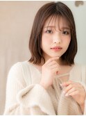 ココアブラウン切りっぱなしボブディクラゲヘアーY川口30代40代