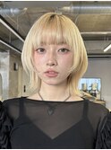 くびレイヤーボブルフネビージュ小顔ワンレンこなれミディ