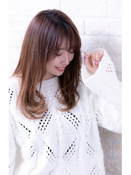 ヘアーアートシフォン 川口東口店(hair art chiffon) アッシュブラウン,ブランジュの外ハネボブ伸ばしかけネオウルフ